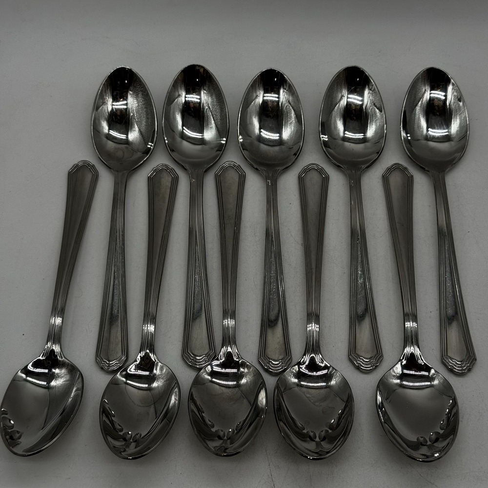 Lenox ARCHWAY Set Lot of 10 Soup/Place Spoons Stainless Steel Flatware Scalloped